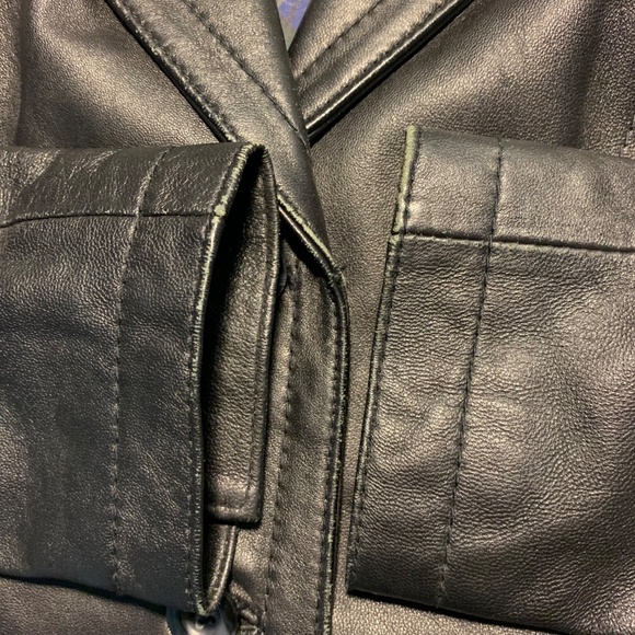 Vintage Tristan & Iseult Genuine Leather Jacket XS Black Fitted Lined Statement - Picture 15 of 16